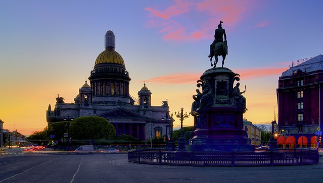Saint Isaac's Cathedral, Saint Petersburg, Russia with the Bronze Horseman