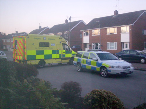 Nottinghamshire Police Volvo V70 FJ57 DXP And East Midlands Ambulance Service Mercedes Sprinter At An Incident | by NottsEmergency