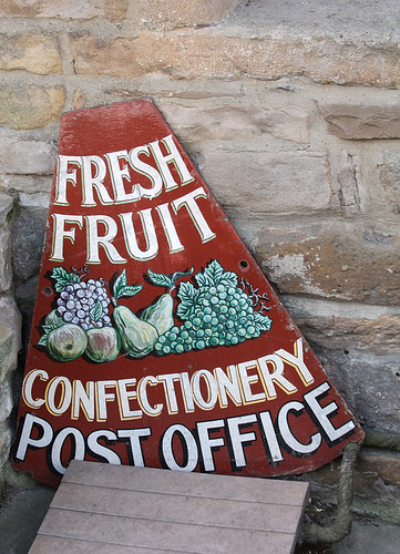Sign outside the Post Office, Wray, Forest of Bowland/Lune Valley, Lancashire, UK by Ministry