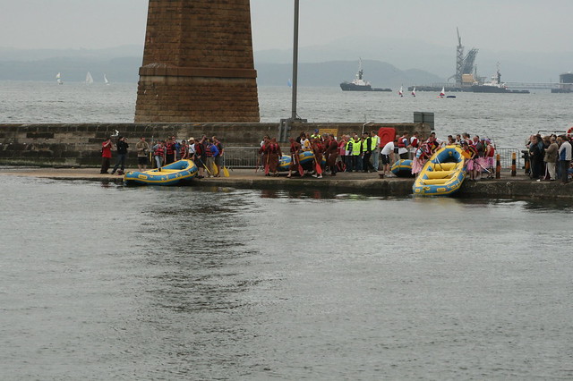 competitors getting ready for the race at South Queensferry.