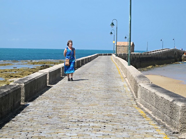 Catherine on the Causeway to San Sebastian Castle, Cadiz