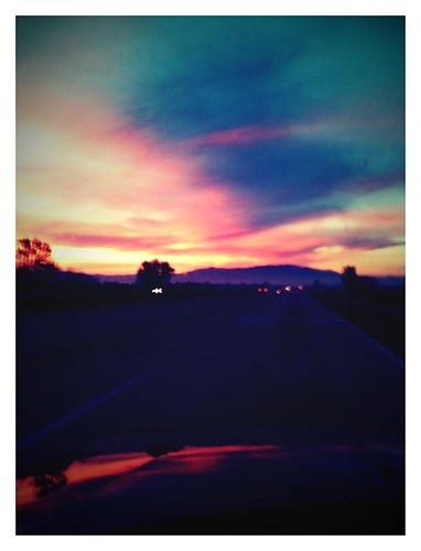 road sunset colors car clouds sunrise iphone