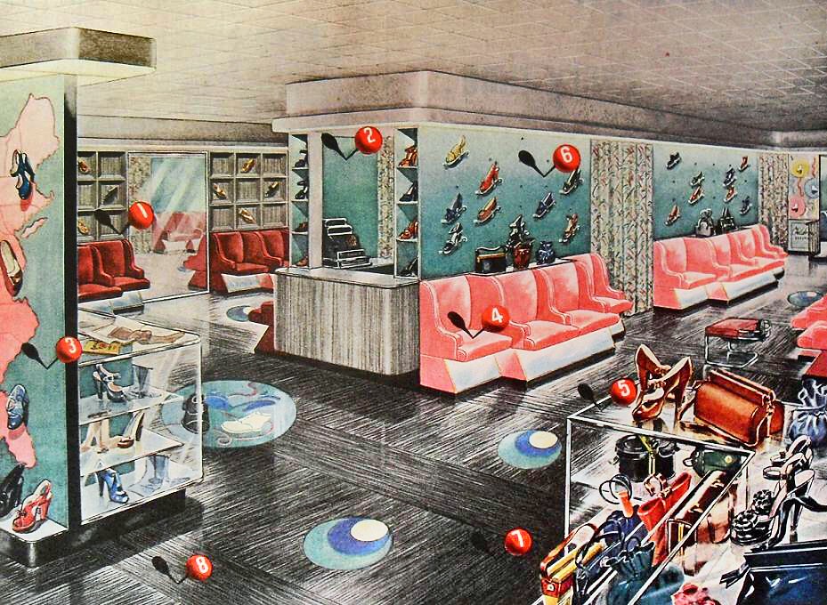 1940s Shoe Store Modern Color Flooring Advertisement Vinta