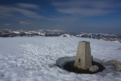 The trig point on Glas Tulaichean
