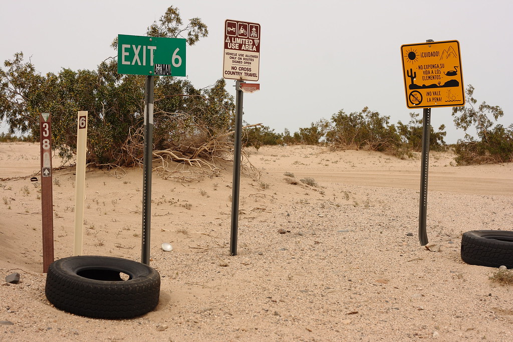 Signs in the Yuha Desert. Near the USA - Mexico border
