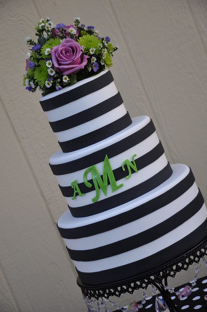 Super Fun Stripes Wedding Cake