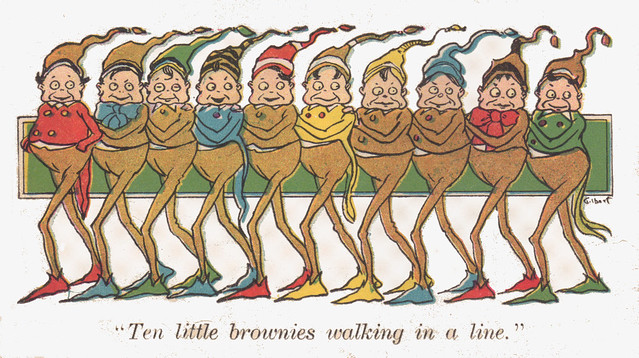 Ten little brownies walking in a line ill by Gilbert