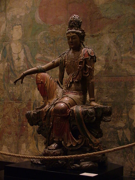 A Liao Dynasty polychrome wood-carved statue of Guan Yin, Shanxi Province, China (907–1125 AD)