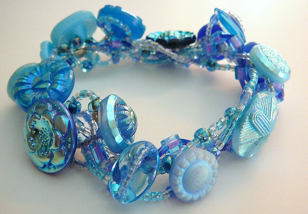 Blue Vintage Czech Button Bracelet | Check out my jewelry on… | Flickr