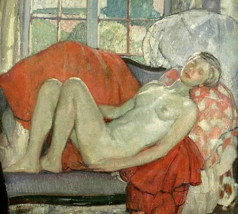 Reclining nude by Richard Emil Miller (1875-1943) American Impressionist Painter