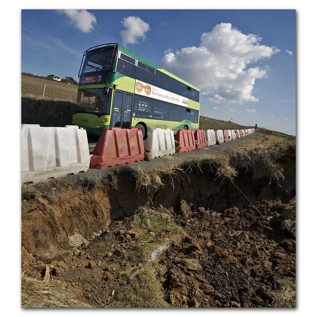 Landslip. Is this the end of exciting bus journeys along the Military Road on the Isle of Wight?