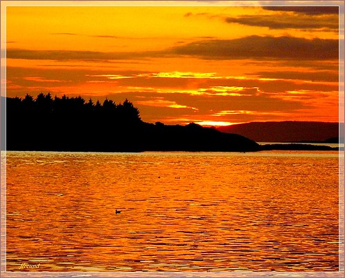 Red golden sunset in the Sound of Kerrera, Scotland by jackfre 2