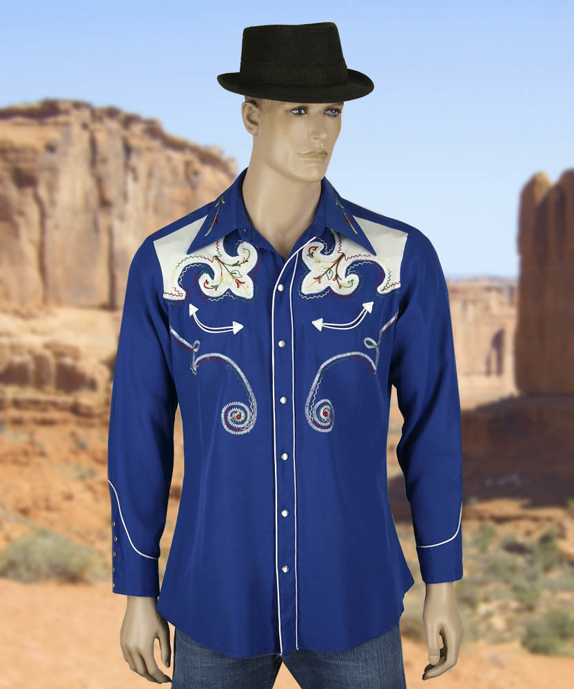 Vintage H Bar C Blue Embroidered Western Shirt