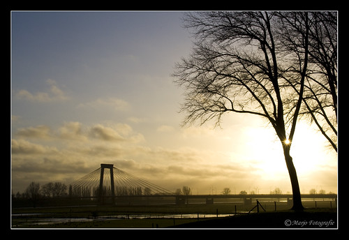 bridge trees winter sunset cold zonsondergang bomen brug maas koud heusden 012010 theunforgettablepictures