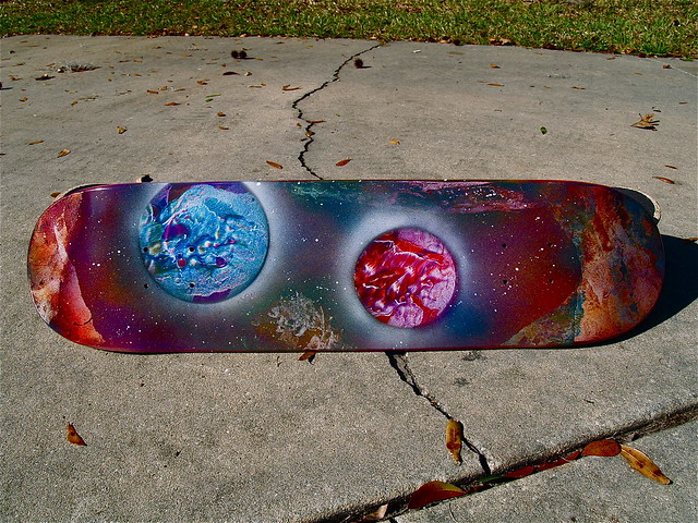 Space Painted Skateboard For Sale