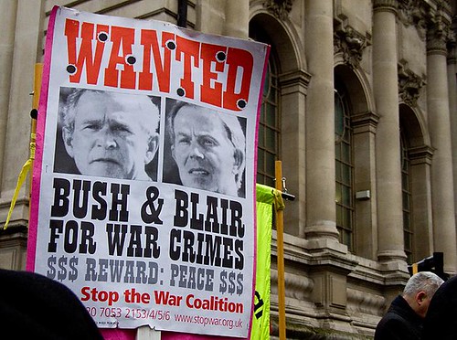 Bush and Blair Wanted for War Crimes, Iraq Inquiry, London, From CreativeCommonsPhoto