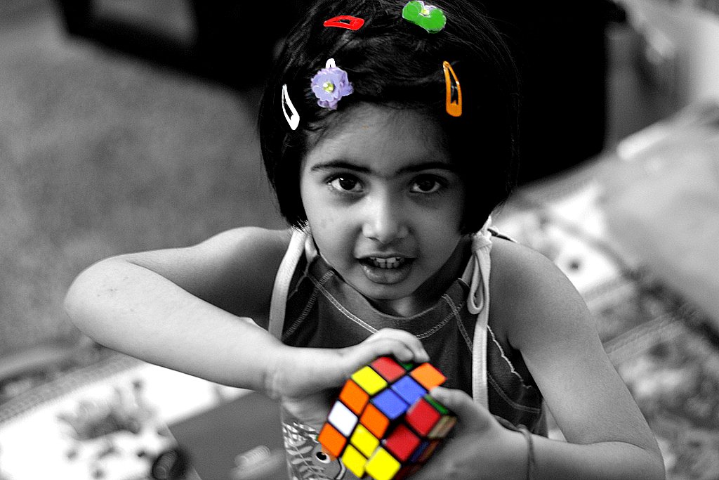 little hands at rubiks cube!