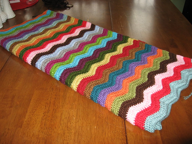 Multi color crochet ripple blanket