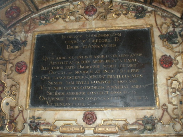 Inscription on the tomb of Tomb of Gregory Fiennes, ninth Baron Dacre