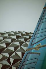 Geometry rules, even in magic (Epcot - Spaceship Earth / Tron Monorail)