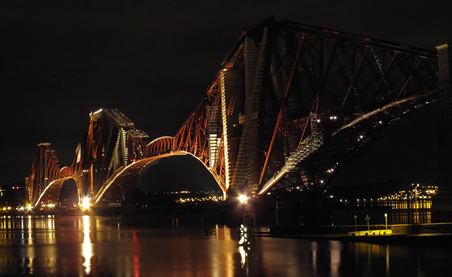The Forth Rail Bridge at night