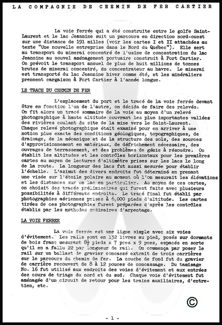 Quebec Cartier Mining Company   |  QCM  |  Quebec  |  LA COMPAGNIE DE CHEMIN DE FER CARTIER   |  1961
