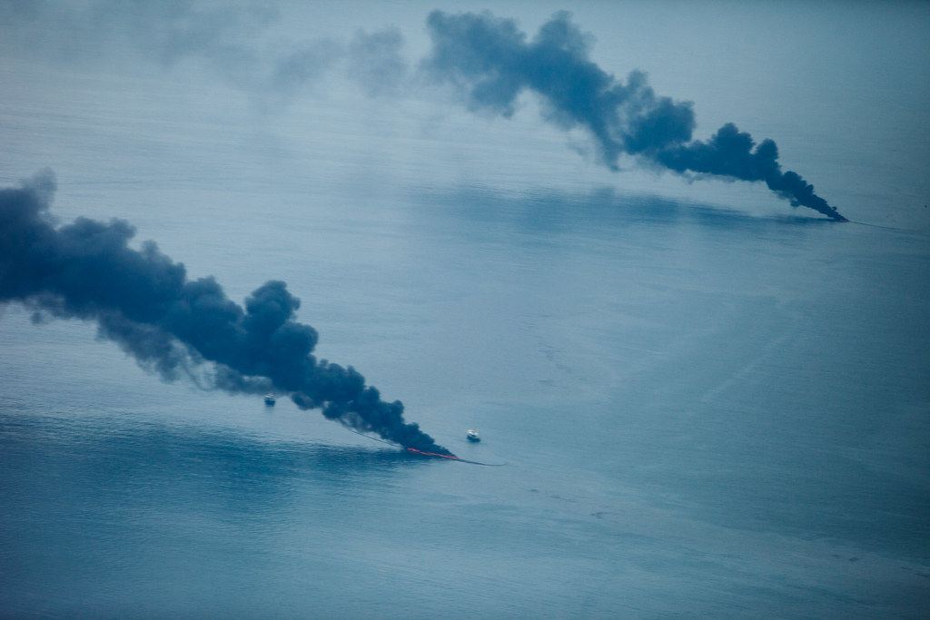Burning Off The Surface Oil From BP's Deepwater OilSpill