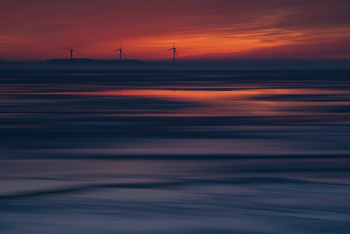 Adrift by dans le grand bleu, Long exposure of the sunset over the Danish North Sea Island Fanø. The shot is taken from Esbjerg. t