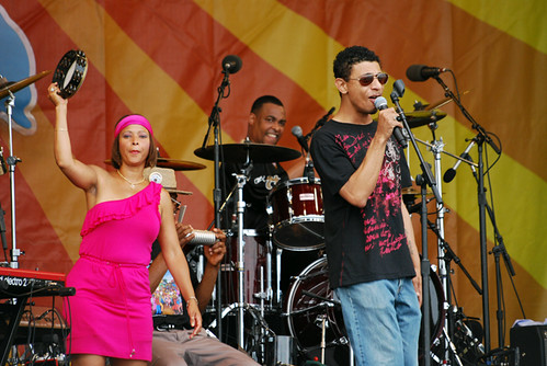 Russell Batiste & Friends on May 1: (L to R) Tambourine Green, Russell, and Jason Neville