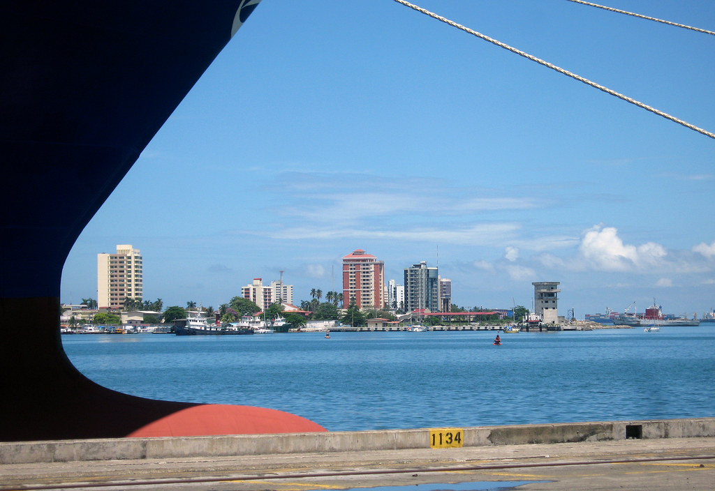 Colon, as viewed over the bulbous bow of a container ship.… | Flickr