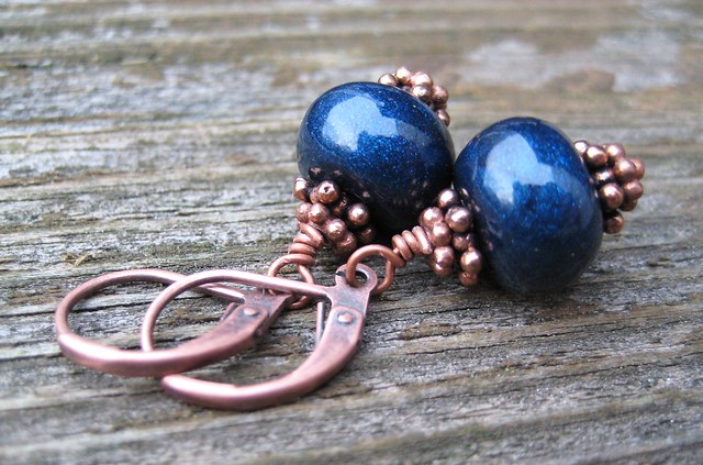 Classic Colours...Blue and Copper Earrings