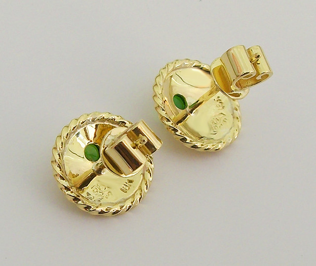 18K Gold Chrome Diopside  Florentine Earrings / 2