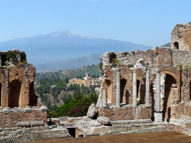 Ruins of the Greek theatre,Sicily,Italy.