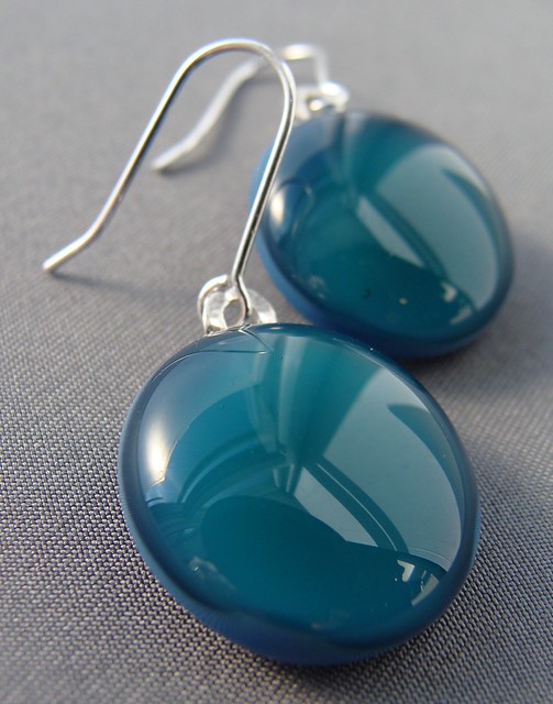 teal glass earrings