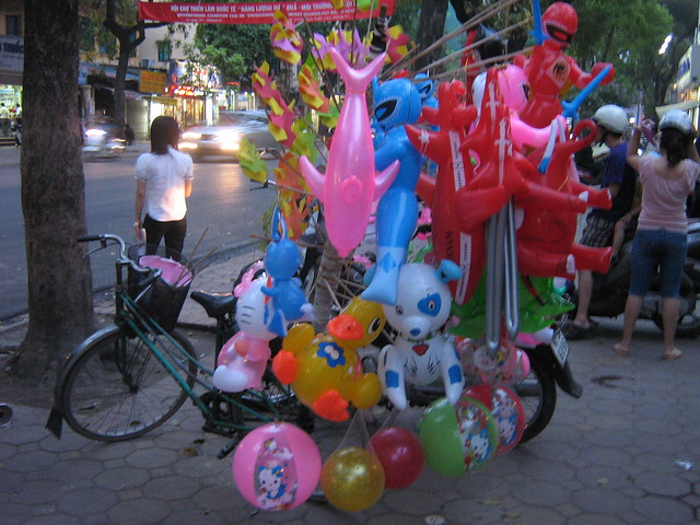 Blow-up toys on bicycle,  Hanoi, May 2010