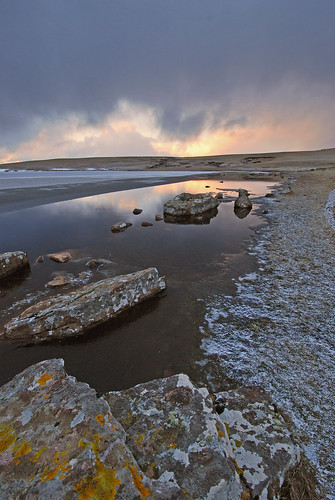 winter sunset reflection landscape stones shetland wideanglelens eshaness