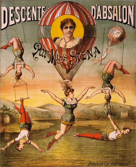 Descente d'Absalon par Miss Stena, circus poster, ca. 1890