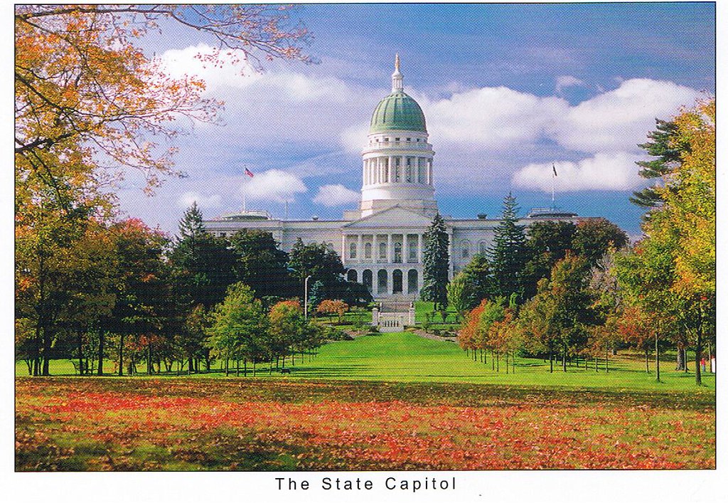 Maine capitol fall postcard - available