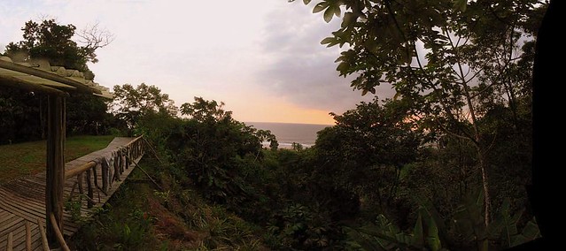 Sunset panoramic view from my cabin at El Almejal lodge, Pacific Choco