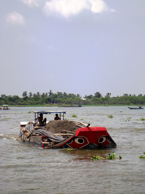 Boat with Mekong Eyes near Cái Bè, Sông Tiền, Mekong Delta
