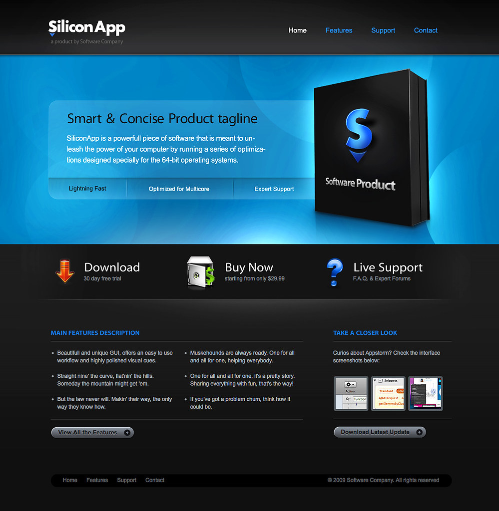 Silicon app. Html Template. Software products. Fast and optimized.