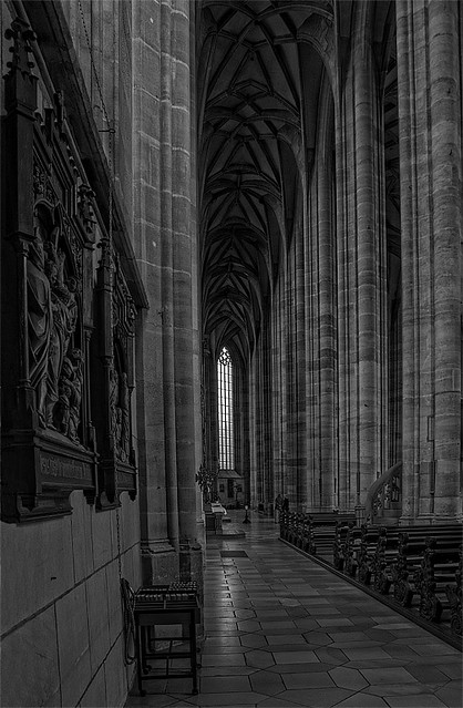 Black and White  of St. George's Minster Church in Dinkelsbühl