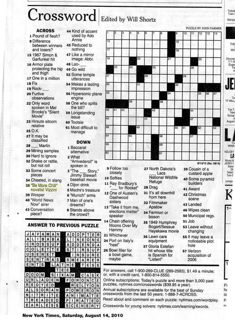 in the new york times crossword puzzle thanks to editor wi flickr.