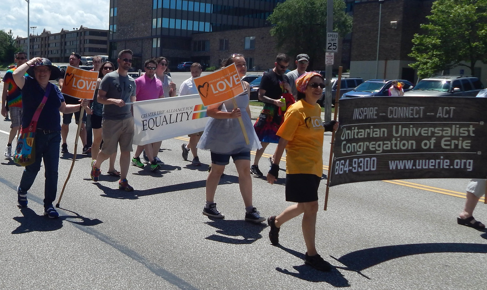 Unitarian Universalist Congregation of Erie and Greater Erie Alliance for Equality marching in Pride Parade