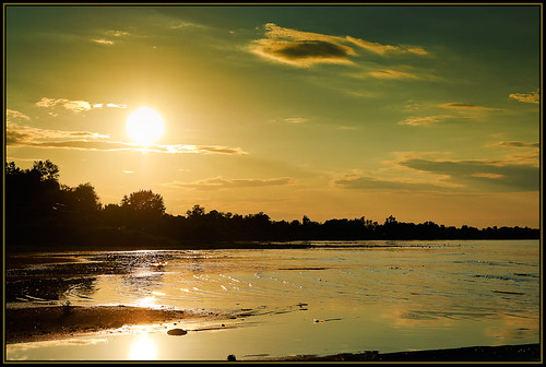 sunset sky sunlight lake reflection water clouds golden explore 365