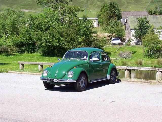 Green Volkswagen Beetle, Achnasheen, West Coast of Scotland, July 2005