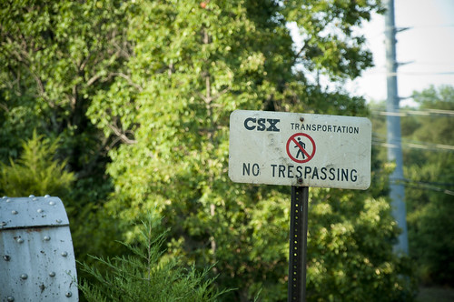bridge trees tree green nature sign train landscape photography photo nikon steel tracks picture transportation trespassing notrespassing csx d90