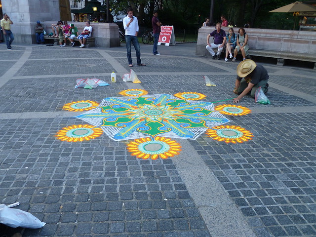 Sand Art at Columbus Circle Near Central Park, NYC