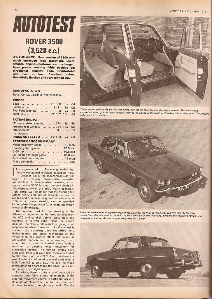 Rover 3500 V8 P6 Road Test 1970 | Flickr