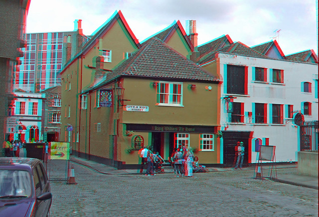 Bristol Harbour Pub in anaglyphic 3D stereo red cyan glasses to view